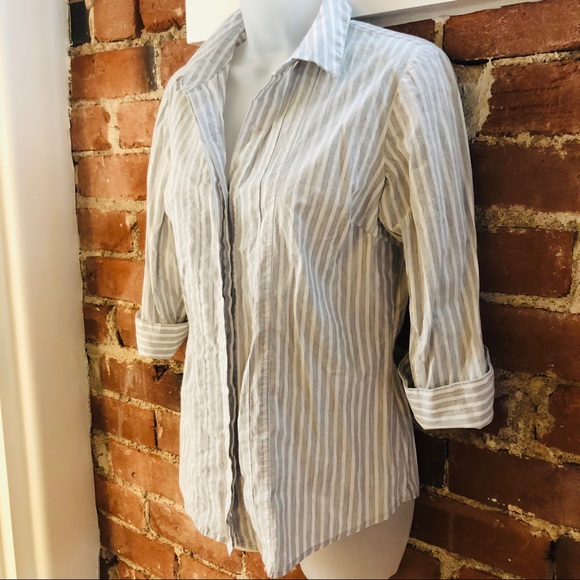 Striped 3/4 Sleeve Button Down - Picture 3 of 5